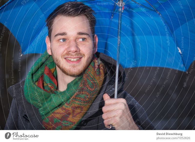 Singing in the rain Masculine Young man Youth (Young adults) 1 Human being 18 - 30 years Adults Spring Autumn Winter Climate change Bad weather Rain