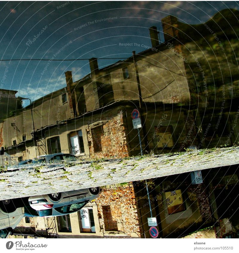 water_love Wet Damp Dry Puddle Old Empty Derelict Broken House (Residential Structure) Building Factory Loneliness Stripe Vertical Reflection 180