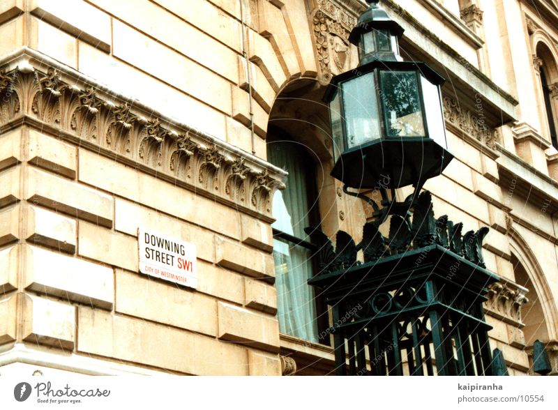 Home of "THE BLAIR" London House (Residential Structure) Lantern England Great Britain Street sign Government Building Architecture Downing Street Rain Select