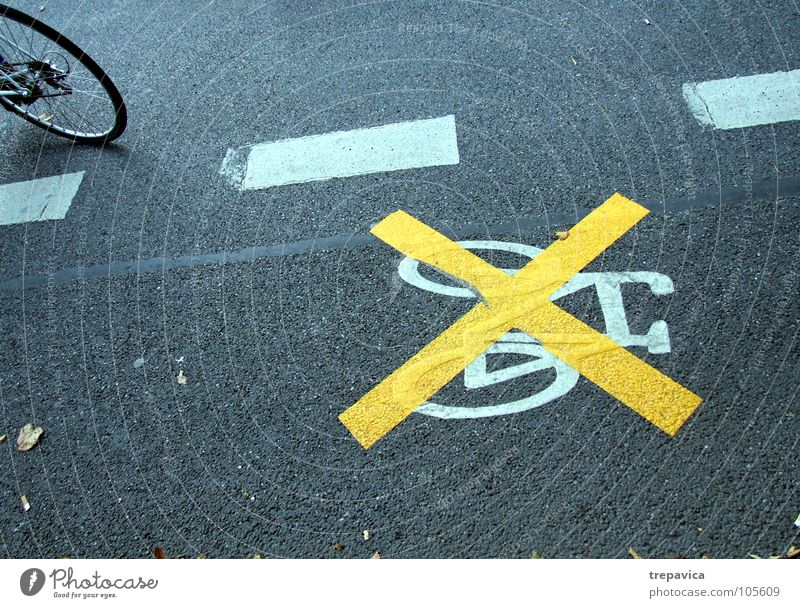proscribed Prohibition sign Bans Street sign Bicycle Yellow Concrete Ignore White Signage pictogram grey Floor covering crossed out Line forbidden Arrangement
