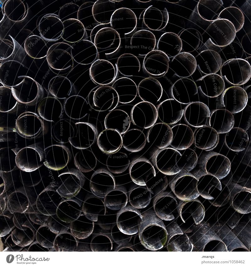 black Industry Craft (trade) Construction site Pipe Drainpipe Many Black Plastic Colour photo Exterior shot Close-up Pattern Structures and shapes Deserted