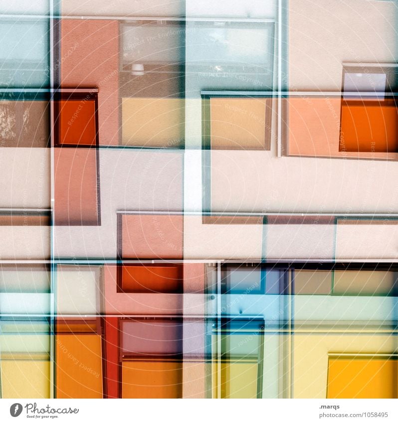 9 e Structures and shapes Pattern Abstract Close-up Multicoloured Background picture Surrealism Double exposure Perspective White Red Orange Yellow Crazy Modern