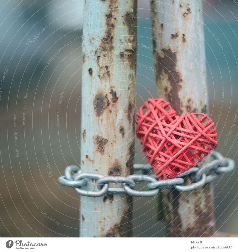 Closed Decoration Metal Heart Old Firm Emotions Moody Love Infatuation Loyalty Lovesickness Heartless Chain Cruel forbidden love Bans No admittance Fence