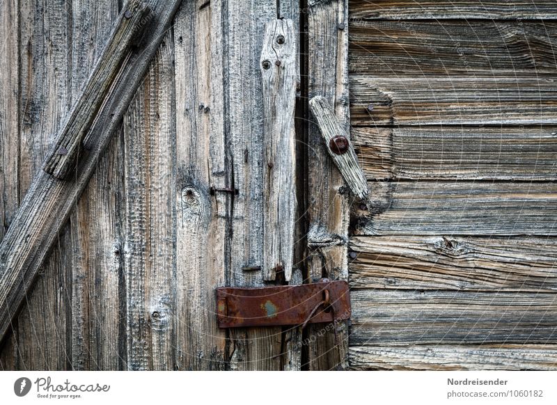 Classified.... Hut Manmade structures Building Facade Door Wood Metal Lock Key Old Broken Natural Gray Thrifty Decline Transience Texture of wood Patina Closure