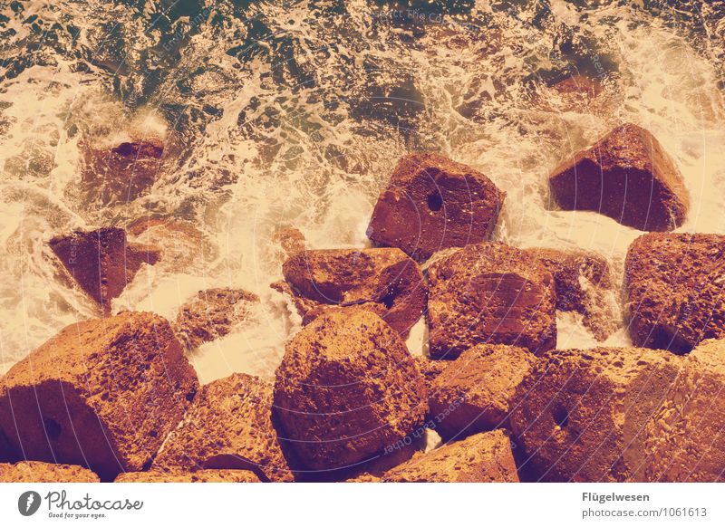 chunks Fragment Brocken Stone Rock Water Ocean Gale Waves Swell