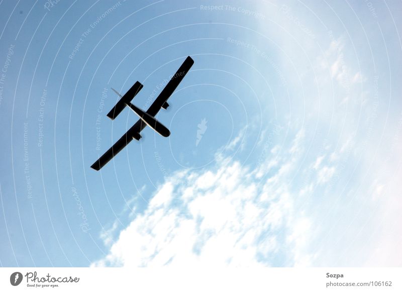 Jause´s Bird Airplane Clouds Silhouette Model aeroplane Playing Sky Blue Aviation Freedom