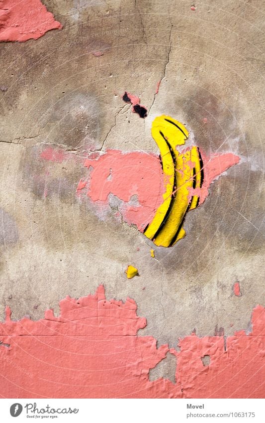 banana sprayer Art Work of art Architecture Town Wall (barrier) Wall (building) Facade Tourist Attraction Stone Concrete Sign Graffiti Famousness Simple Good