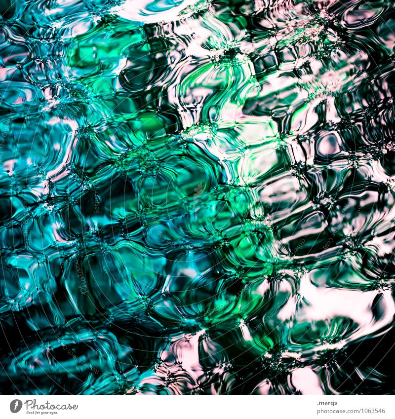 solvent Water Exceptional Cold Wet Blue Green Black White Colour Surrealism Fluid Reflection Colour photo Exterior shot Close-up Abstract Pattern