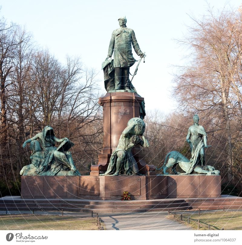 Bismarck Monument at the Great Star Berlin Art Work of art Sculpture Tourist Attraction Landmark Old Esthetic Large Historic Blue Brown Gray Green Pink Brave