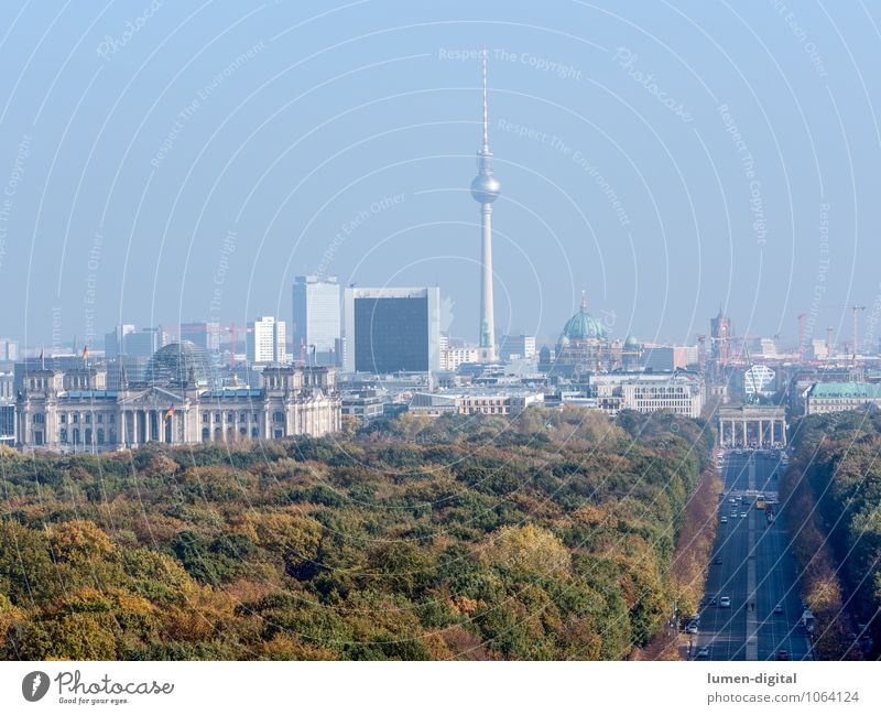 Berlin Autumn Park Germany Europe Town Capital city Downtown Skyline Dome City hall Reichstag Berlin TV Tower Berlin zoo Traffic infrastructure Road traffic