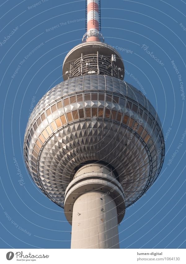 Berlin Television Tower Tourism Restaurant Federal eagle Europe Capital city Tourist Attraction Landmark Berlin TV Tower Sphere Tall Round Blue Silver