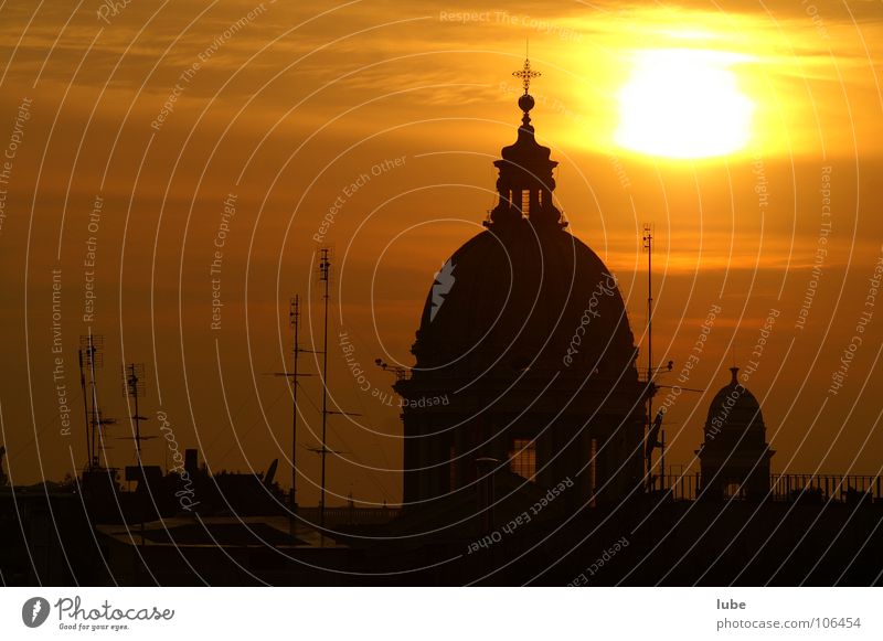 Sunset in Rome Domed roof Antenna Mood lighting House of worship dome Religion and faith church dome