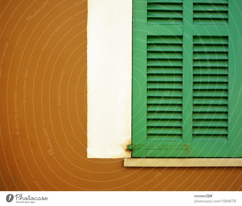 Nice, too. Art Esthetic Shutter Window Window board View from a window Window frame Glazed facade Green Brown Colour photo Subdued colour Exterior shot Close-up