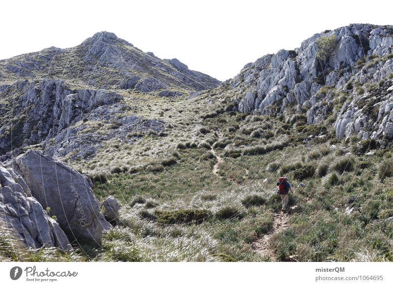 Mountain wind. Environment Nature Landscape Esthetic Contentment Hiking Loneliness Slope Mountain range Hilltop Mountain meadow Pioneer Majorca Spain Grass Rock