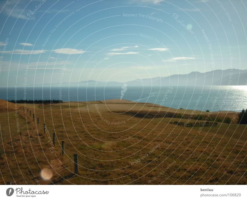 New Zealand Landscape Ocean Mountain landscape reflection