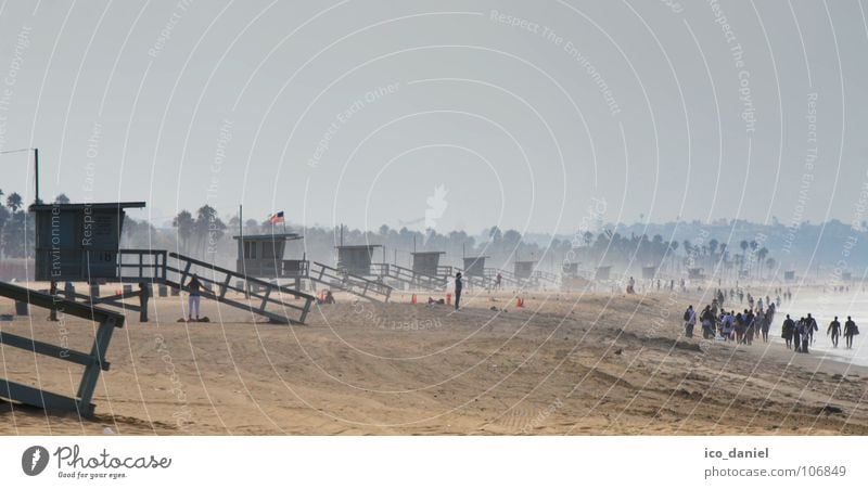 Santa Monica Beach - Los Angeles Vacation & Travel Tourism Summer Ocean Sand Fog Coast Contentment Joie de vivre (Vitality) California To go for a walk