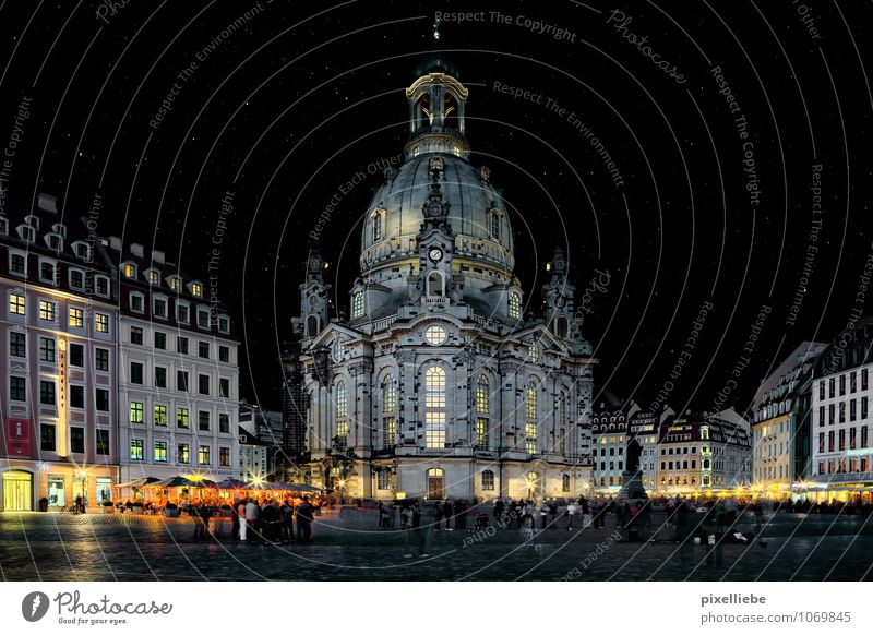 Dresden Church of Our Lady Vacation & Travel Tourism Trip Sightseeing City trip Night life Going out Human being Architecture Culture Night sky Stars Town