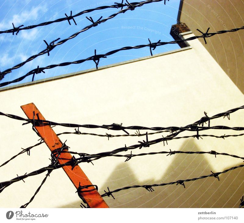 barbed wire Barbed wire Fence Barrier Bans Exclude Captured Longing Compulsion Wall (building) Wall (barrier) Iron Car dealer Detail Grief Distress Obscure