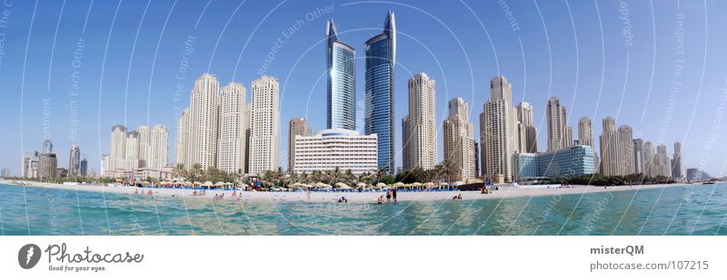 Do you have a dirham? I Dubai United Arab Emirates Vacation & Travel Relaxation To enjoy Ocean Waves Green Panorama (View) Large Clouds High-rise Multiple Sky