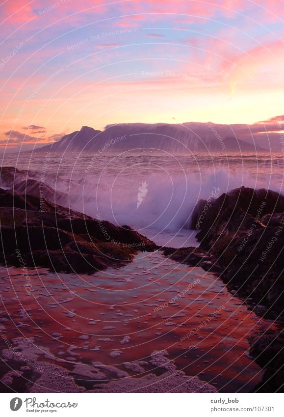 Table Mountain Cape Table mountain Cape Town South Africa Sunset Ocean Flat Waves Wet Inject Foam White Beautiful Wilderness Fresh Long exposure table town bay