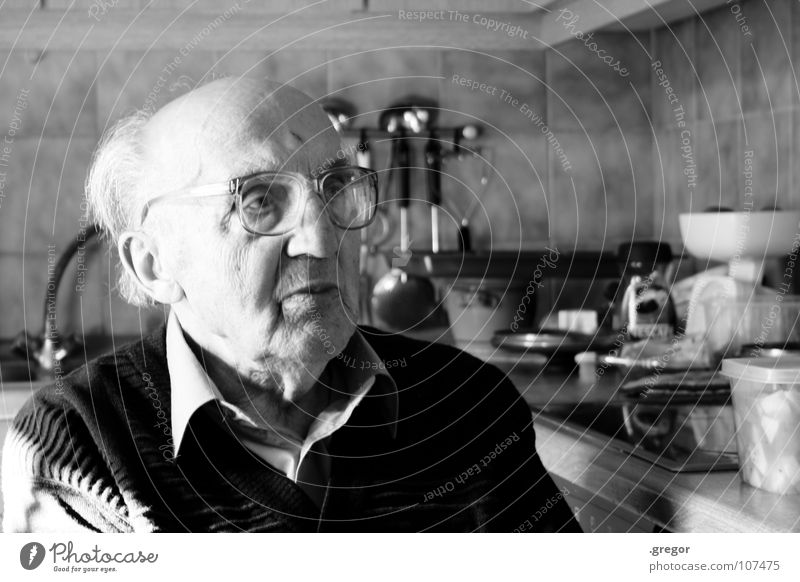 portrait of an old man (4) Grandfather Calm To be silent Rest Watchfulness Thought Memory Wisdom Smart Time Old Transience Scythe Black & white photo