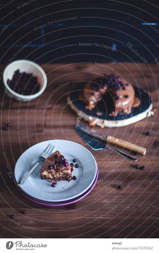 piece of cake Cake Dessert Candy Chocolate Nutrition Crockery Delicious Sweet Brown Rich in calories Gluttony Sin Colour photo Interior shot Deserted Day