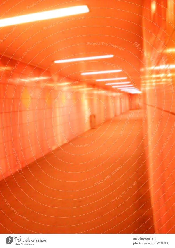 tunnels Night Tunnel Empty Light Red Central perspective Architecture Orange Escape Corridor Subway station