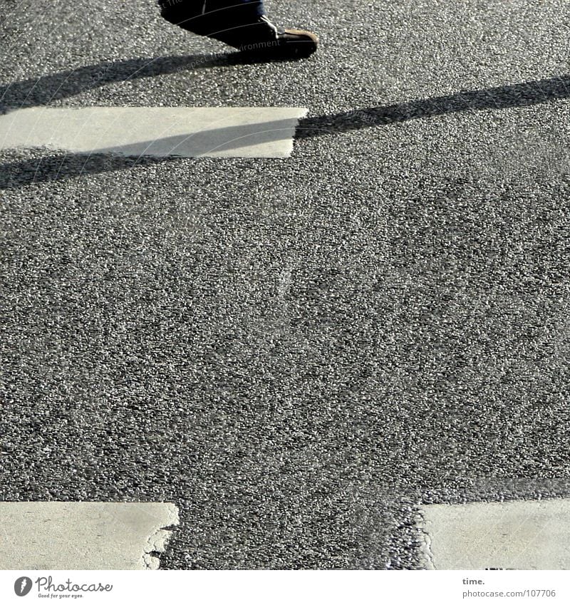 Crossing the line, realisation phase Shadow Feet Traffic infrastructure Pedestrian Street Movement White Colour Zebra crossing Asphalt Pedestrian crossing