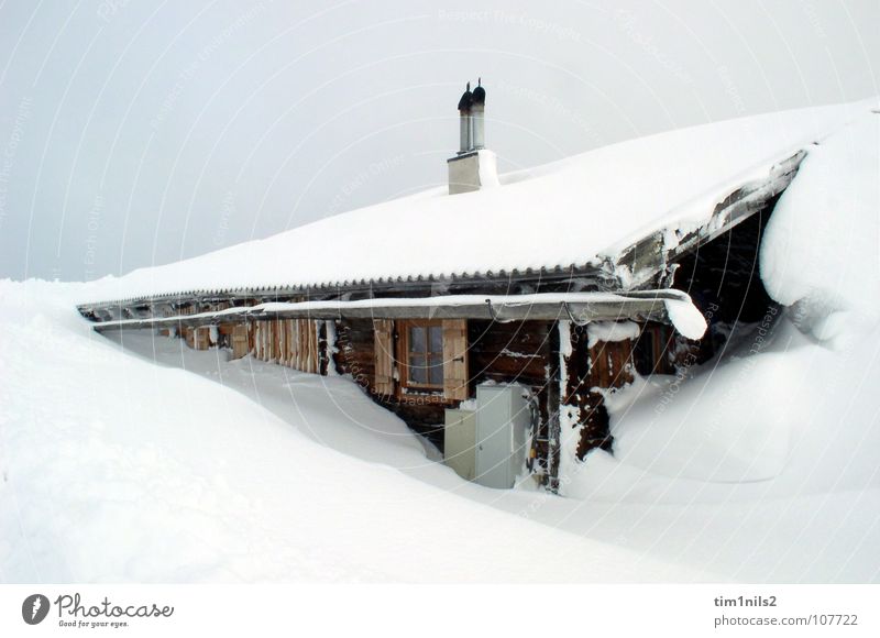 Snowed in in a lonely mountain hut Austria House (Residential Structure) Alpine hut Winter Vacation & Travel Winter vacation Sanddrift Snowscape Cold Snowstorm