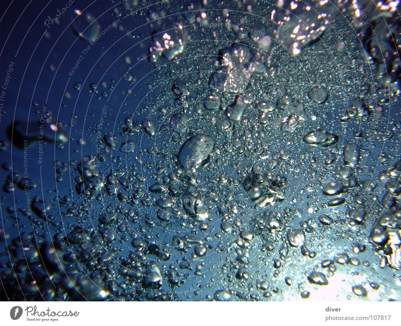 air bubbles Dive Air Bubbling Water Underwater photo diving Blow Blue