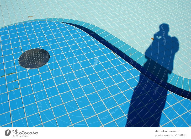 the other day at the outdoor pool 3 Abstract Background picture Open-air swimming pool Swing Curved Cyan Light blue Drainage Empty Detail Colour Water Shadow