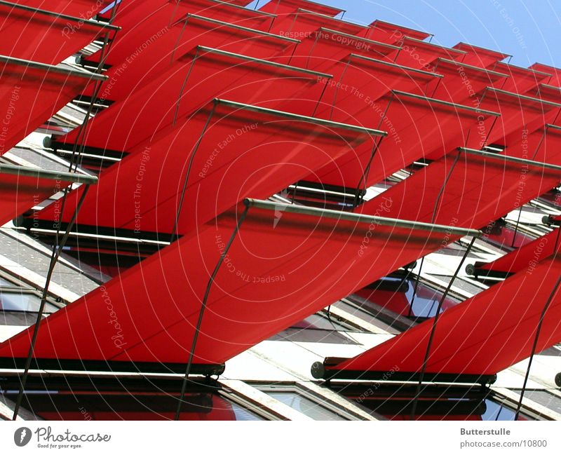 Awning2 House (Residential Structure) Sun blind Facade Red Obscure Weather protection Colour Architecture