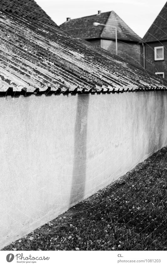 stale Tree Meadow Village Deserted House (Residential Structure) Architecture Wall (barrier) Wall (building) Roof Gloomy Stagnating Black & white photo