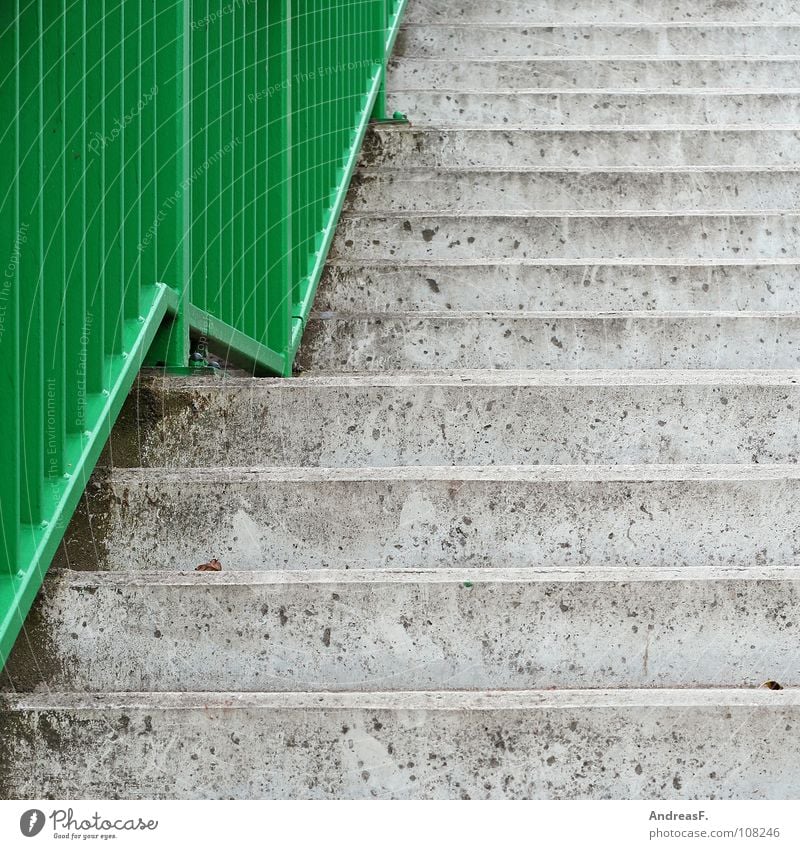 green wave Concrete Gray Green Cold Career Go up Upward Downward Detail Traffic infrastructure Stairs concrete staircase Handrail career ladder Tall Line