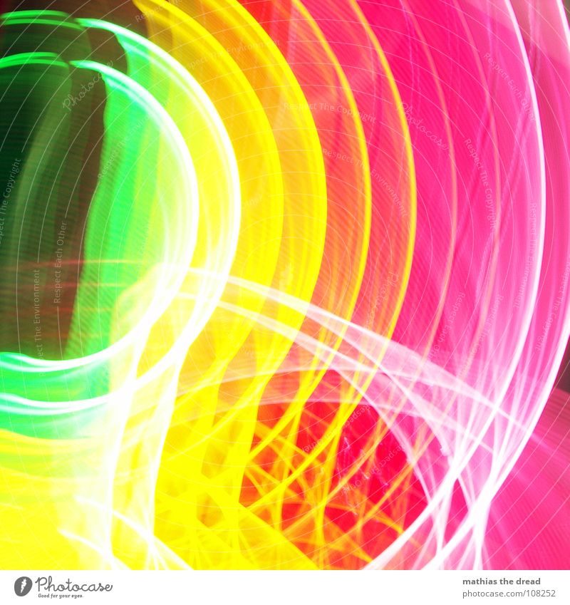 Colours 1 Multicoloured Green Yellow Red Pink Circle Light Geometry Edge Point White Long exposure annular Structures and shapes Line Blur