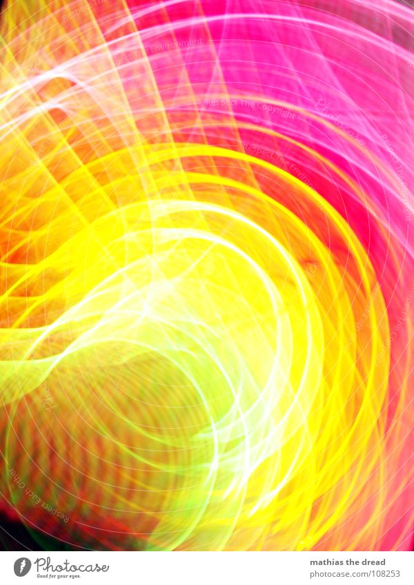Colours 2 Multicoloured Green Yellow Red Pink Circle Light Geometry Edge Point White Long exposure annular Structures and shapes Line Blur