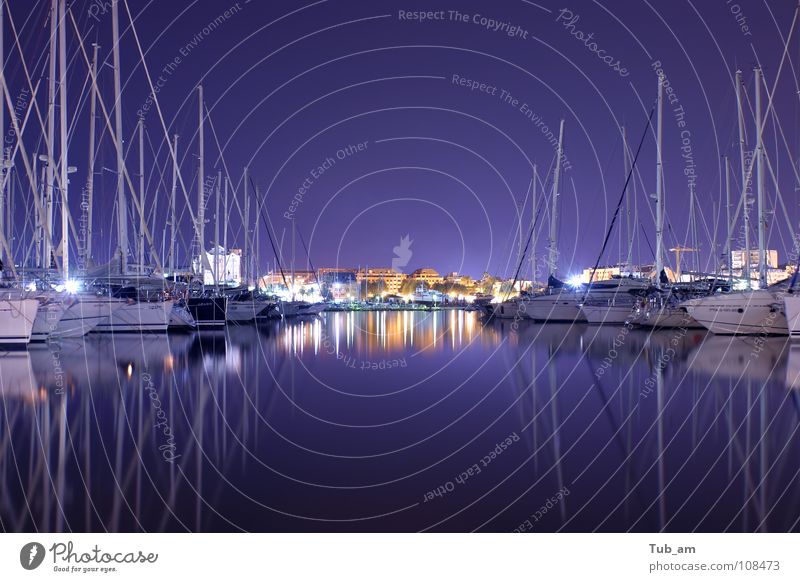 harbor Sport boats Jet set Relaxation Port Harbour denia spain calm silent quiet haven water purple mirror night blue reflection blurry blurred reflecting water