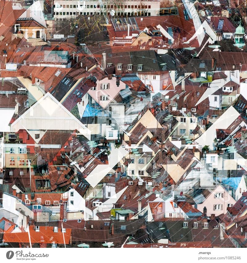 Overpopulated Freiburg im Breisgau Downtown House (Residential Structure) Living or residing Exceptional Many Crazy Chaos Perspective Double exposure