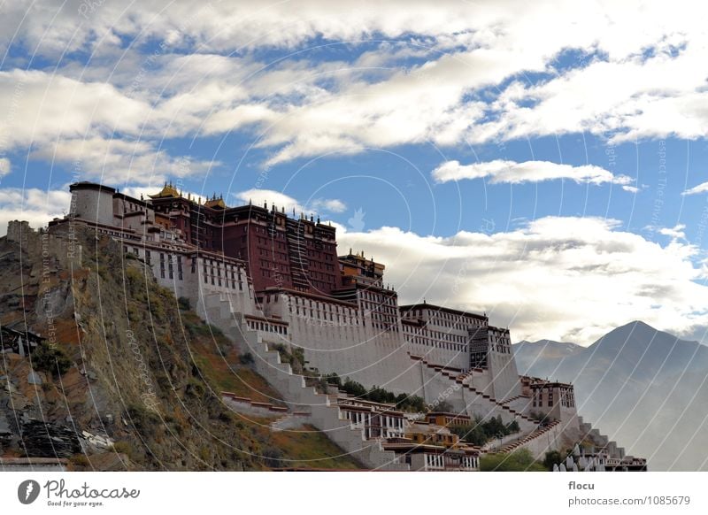 Potala Palace in Lhasa, Tibet, former home of the Dalai Lama Exotic Vacation & Travel Mountain Art Culture Places Building Architecture Monument Historic Tall