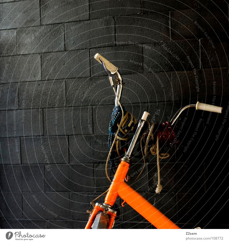 draped Adorned Bicycle Retro Folding bicycle Wall (building) Pattern Glittering Dark Flashy Means of transport Jewellery Hang Embellish Things
