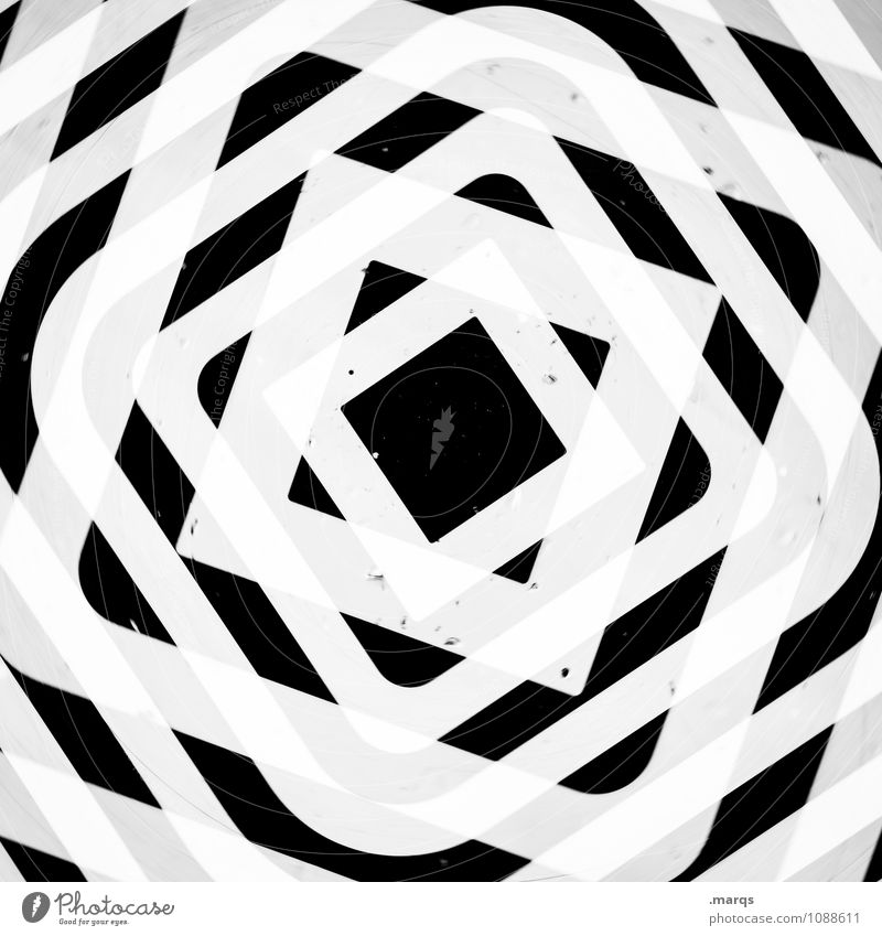 Q in Q in Q in Q in Q Style Design Ornament Square Cool (slang) Crazy Black White Symmetry Irritation Hypnotic Double exposure Black & white photo Close-up