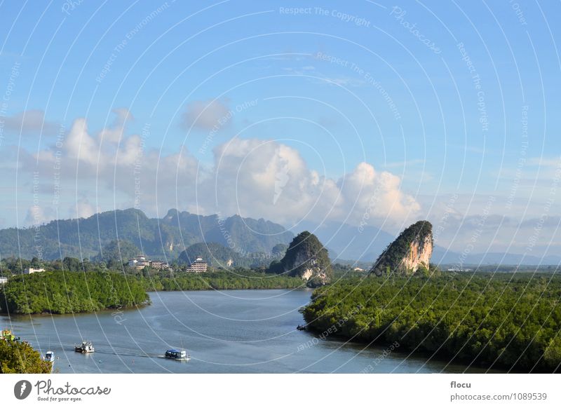 Krabi landmark (Kanaab Nam Cliff), Krabi Town, Thailand. Vacation & Travel Island Mountain Nature Landscape Sky Clouds Weather Storm Tree Leaf Forest Rock River