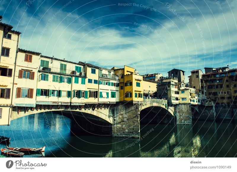 Ponte Vecchio [1] Vacation & Travel Tourism Sightseeing City trip Summer Summer vacation Sky Clouds Beautiful weather River Arno Florence Italy Town Downtown