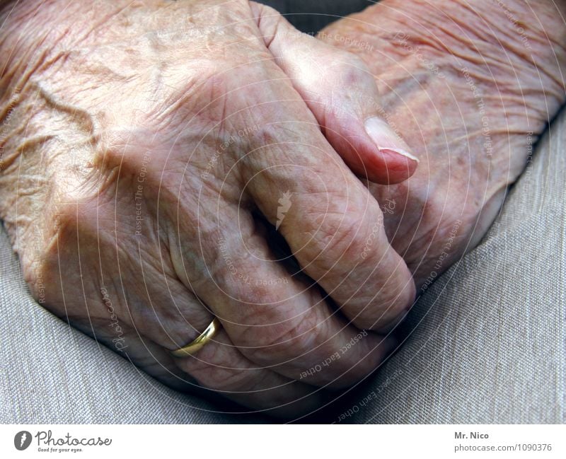 put your hands in your lap Feminine Grandmother Senior citizen Life Skin Hand Fingers 60 years and older Ring Old Patient Wisdom Concern Grief Loneliness