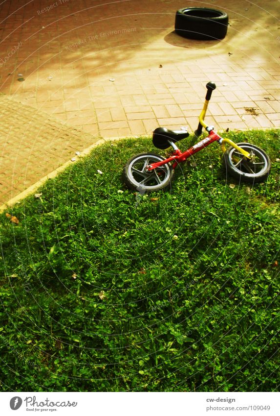 hit and run Kiddy bike Grass Lawn Exterior shot Wayside Deserted Lie Forget