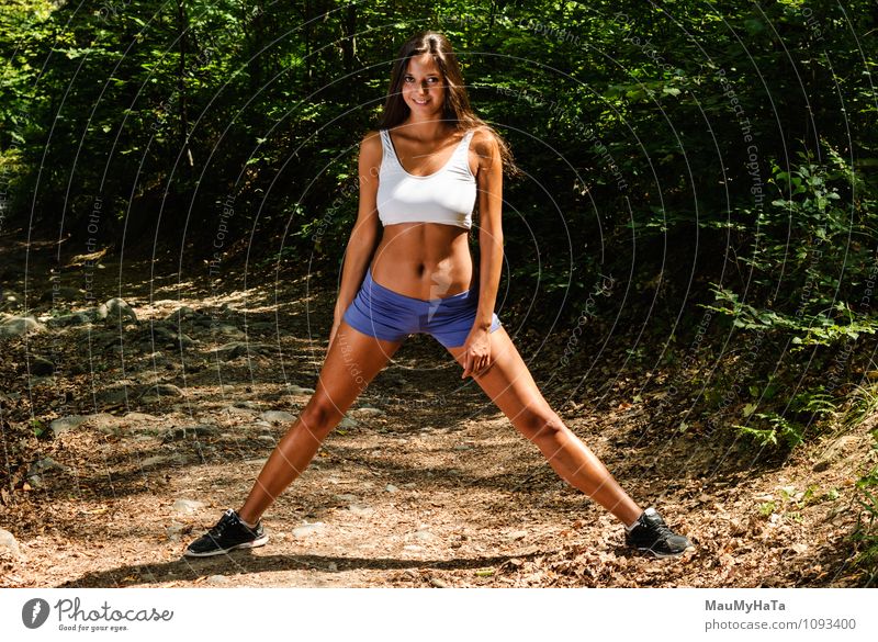 athlete girl in nature Sports Fitness Sports Training Sportsperson Jogging Young woman Youth (Young adults) Woman Adults 1 Human being 18 - 30 years Nature