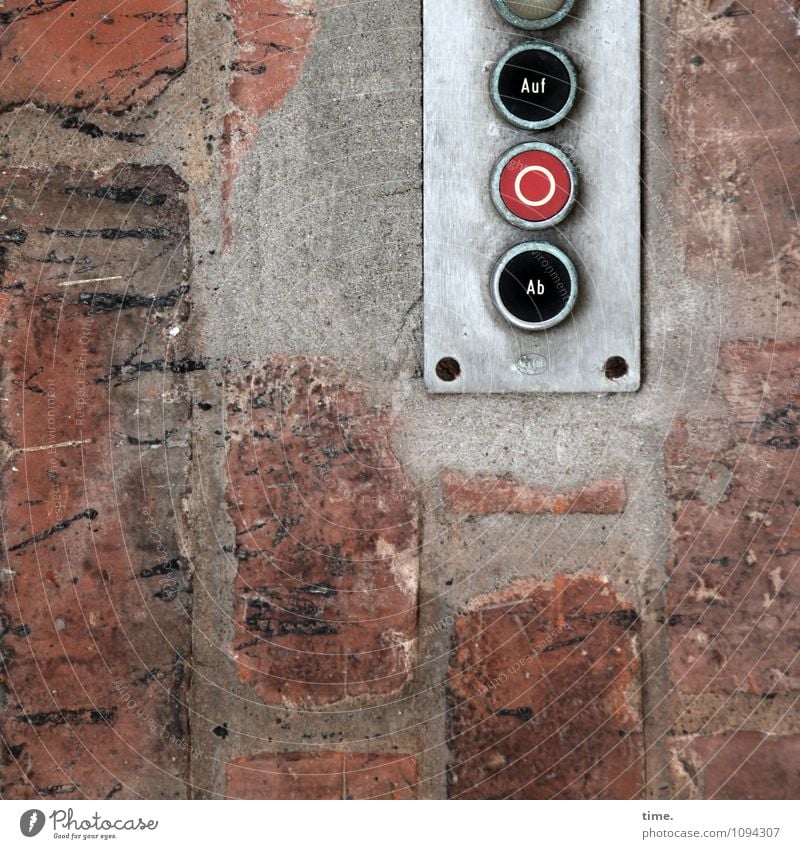 HMV technology that inspires Technology Switch Switch panel Buttons Wall (barrier) Wall (building) Brick Brick wall Plaster Old Historic Sustainability Town