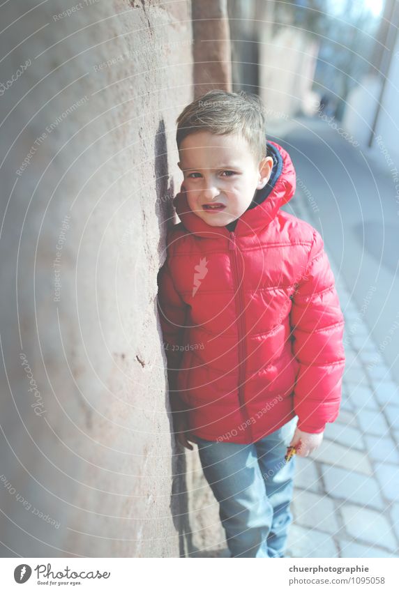 Red Jacket Style Human being Masculine Child Boy (child) Infancy 1 3 - 8 years Fashion Clothing Hair and hairstyles Brunette Blonde Short-haired Observe Looking