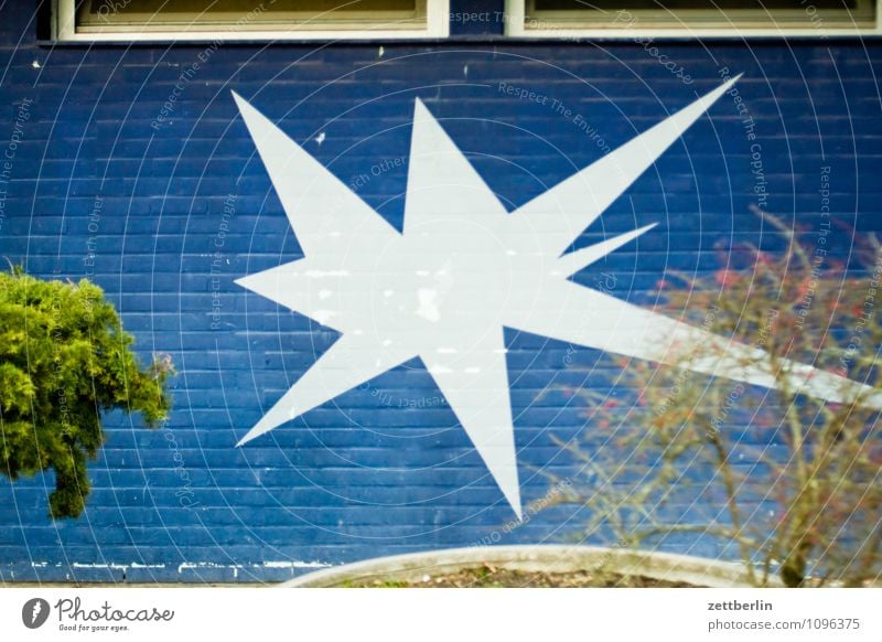 star House (Residential Structure) Wall (building) Wall (barrier) Building Art Mural painting Wall decoration Colour Star (Symbol) White Blue Firecracker