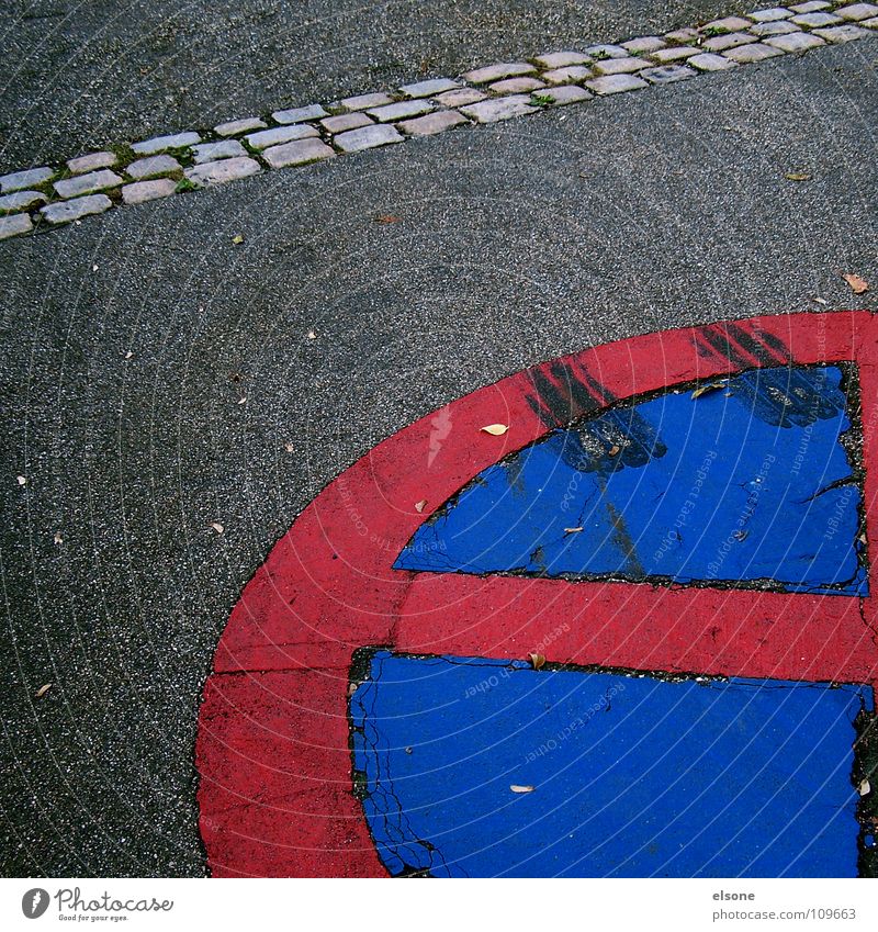 ::RED "e":: Concrete Symbols and metaphors Red Gray Round Bans Large Letters (alphabet) Pforzheim Places Traffic infrastructure Signs and labeling road